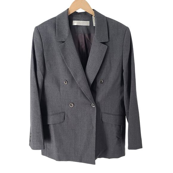 Valerie Stevens Vintage wool double breasted blazer womens Grey Size 14 Office - Picture 1 of 8